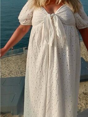 Eloquii White Eyelet Midi Dress Size 22 – Feminine Summer Dress